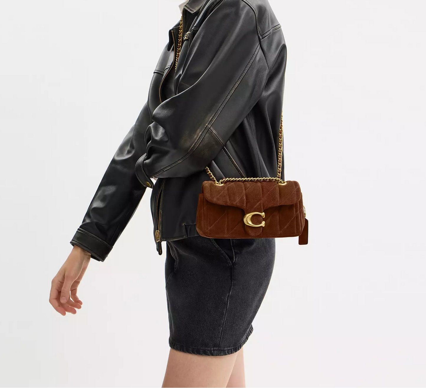 Tabby Quilted Suede Warm Brown Shoulder Bag 20 Coach