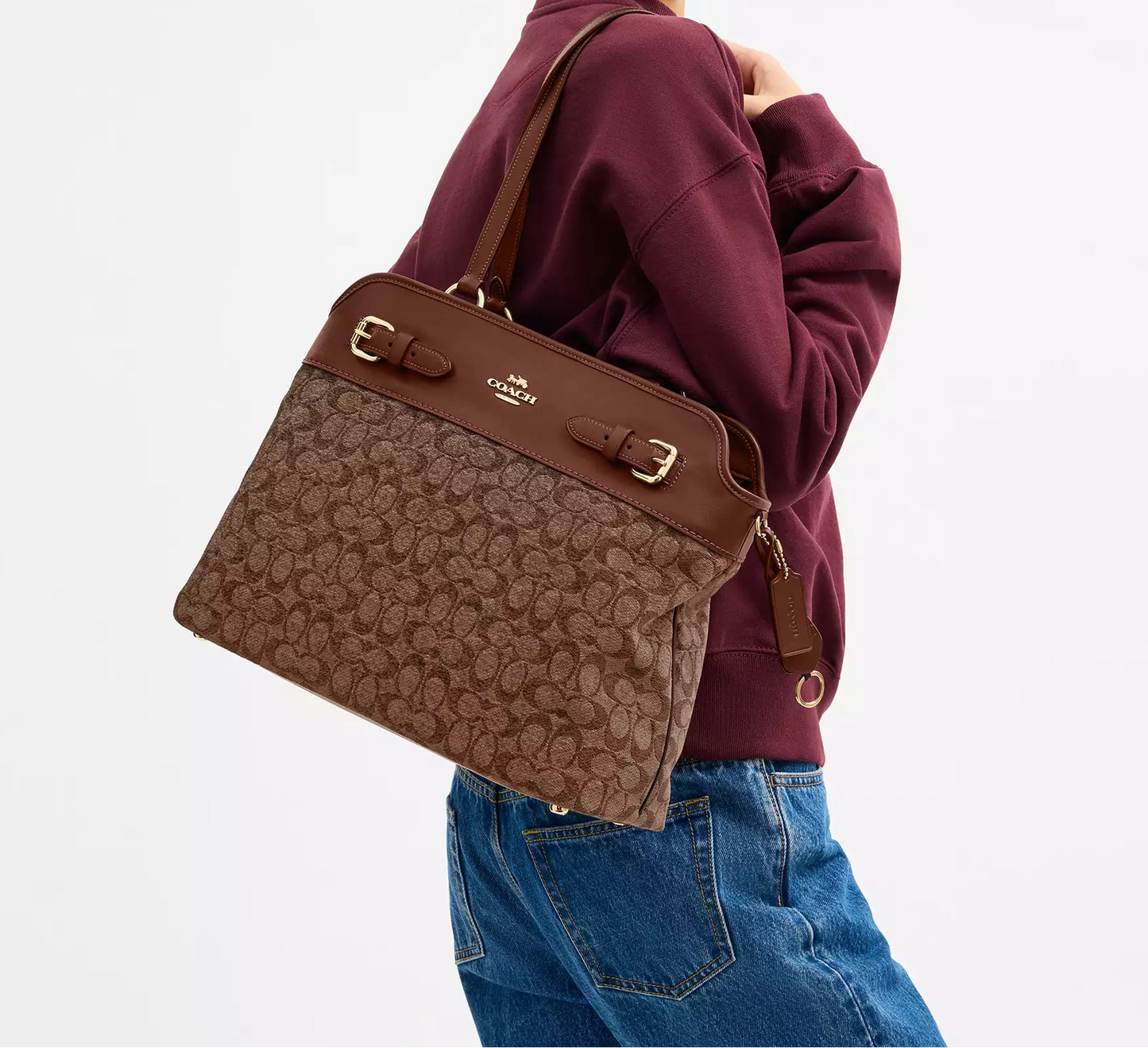 Easton Tote Bag In Signature Chenille Light Khaki Coach