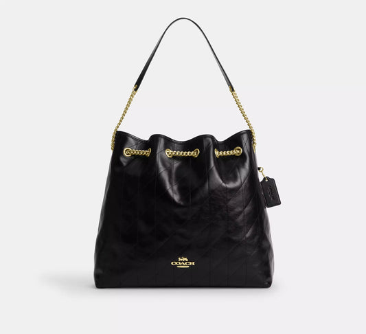 Evelyn Large Shoulder Bag With Quilting Black Coach