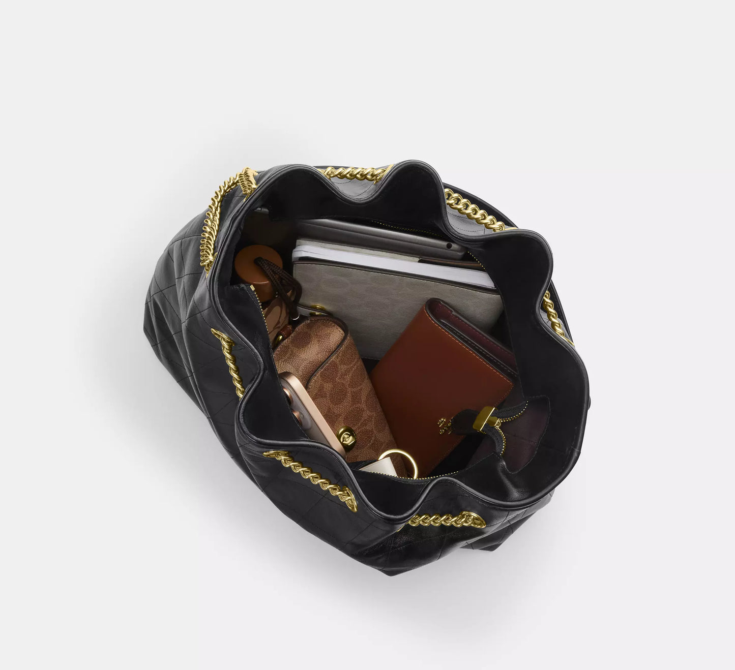 Evelyn Large Shoulder Bag With Quilting Black Coach