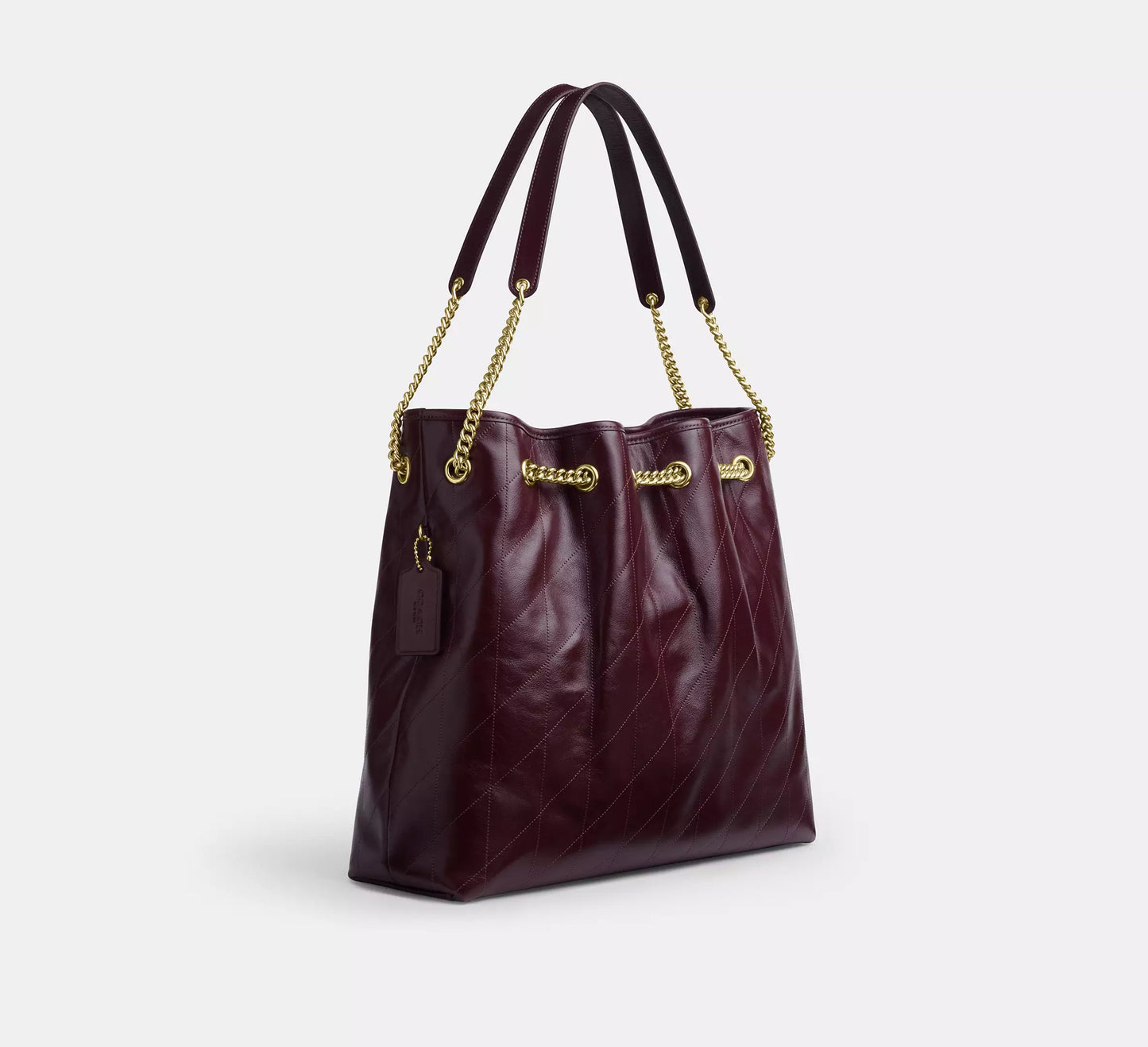 Evelyn Large Shoulder Bag With Quilting Dark Wine Coach