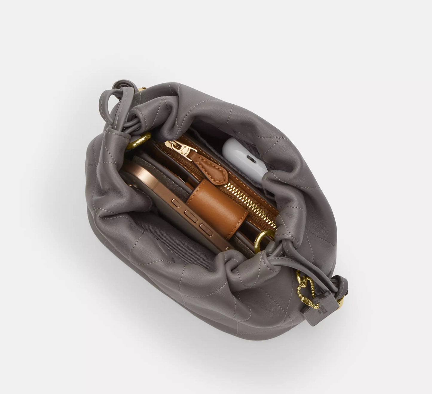 Faye Mini Drawstring Bag With Quilting Slate Coach
