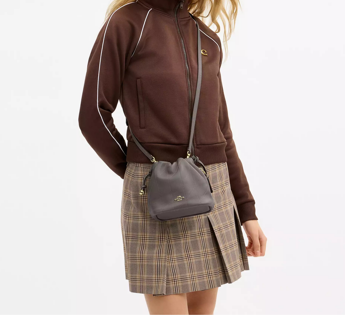 Faye Mini Drawstring Bag With Quilting Slate Coach