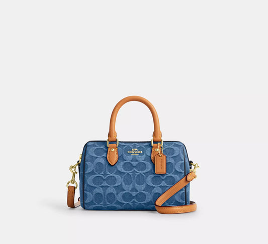 Mini Rowan Crossbody Bag In Signature Denim Coach
