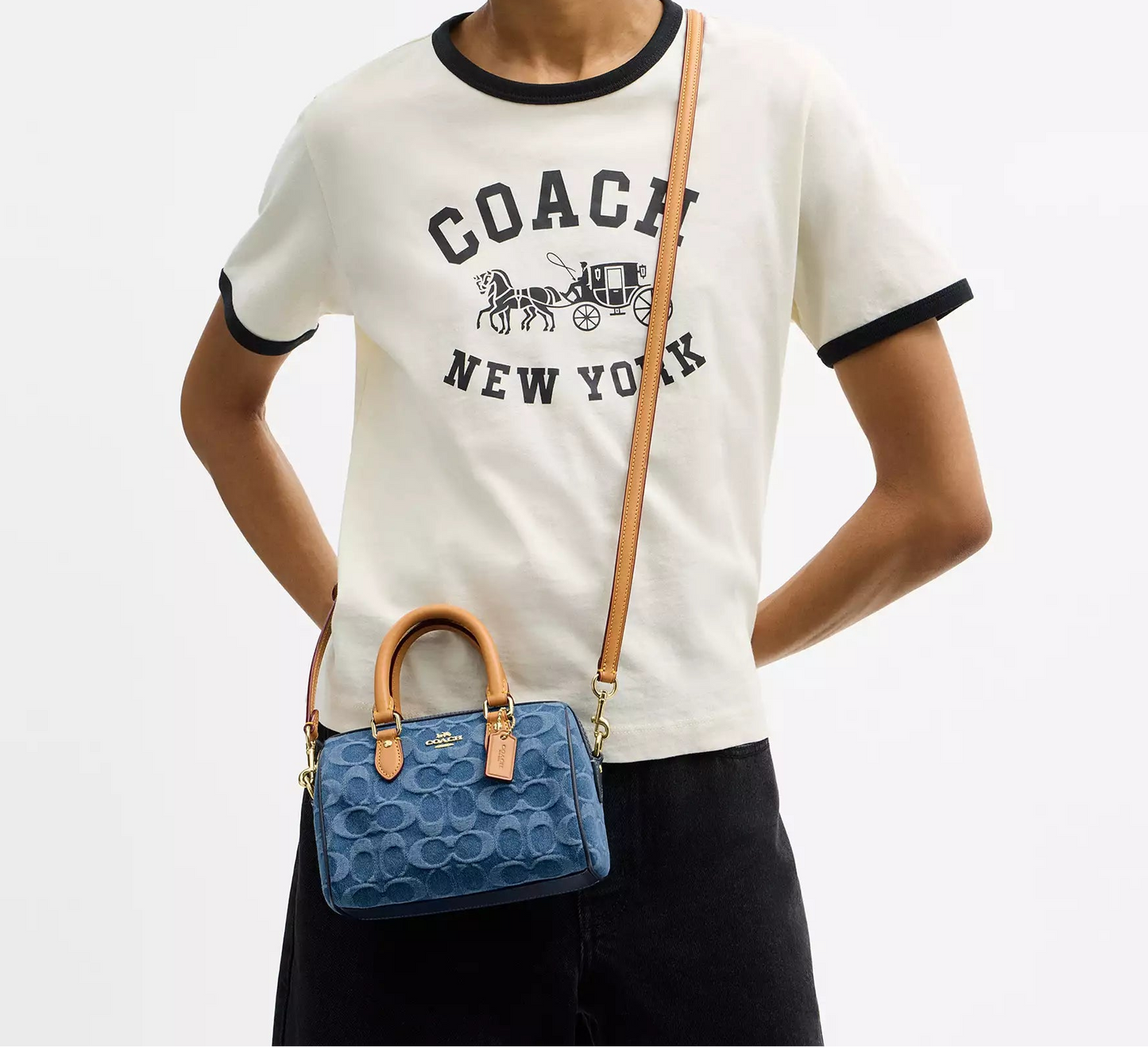 Mini Rowan Crossbody Bag In Signature Denim Coach