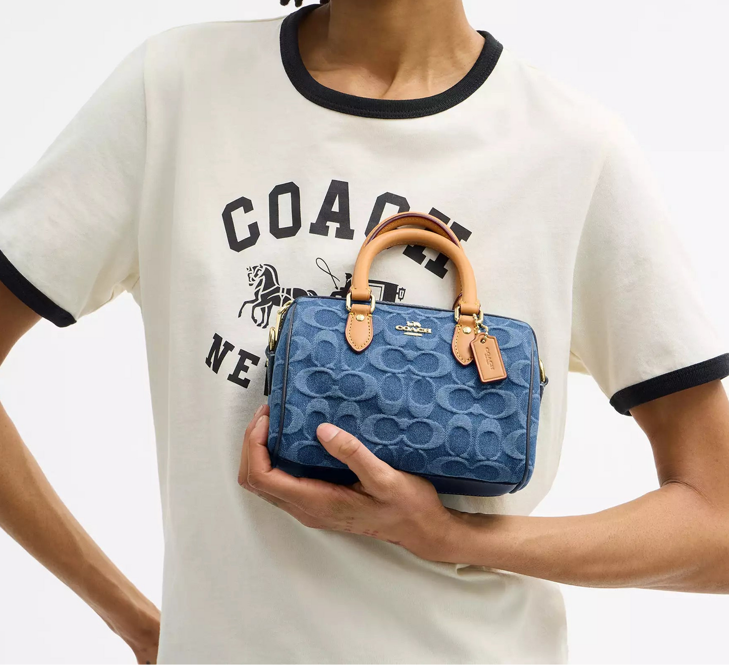 Mini Rowan Crossbody Bag In Signature Denim Coach