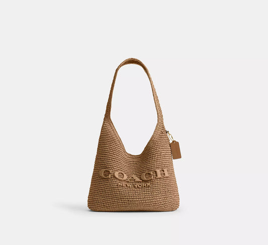 Brooklyn Shoulder Bag 28 Straw Natural Coach