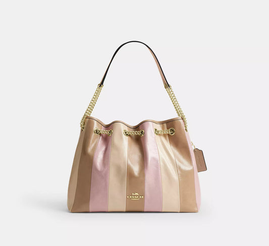 Evelyn Shoulder Bag With Striped Patchwork Coach