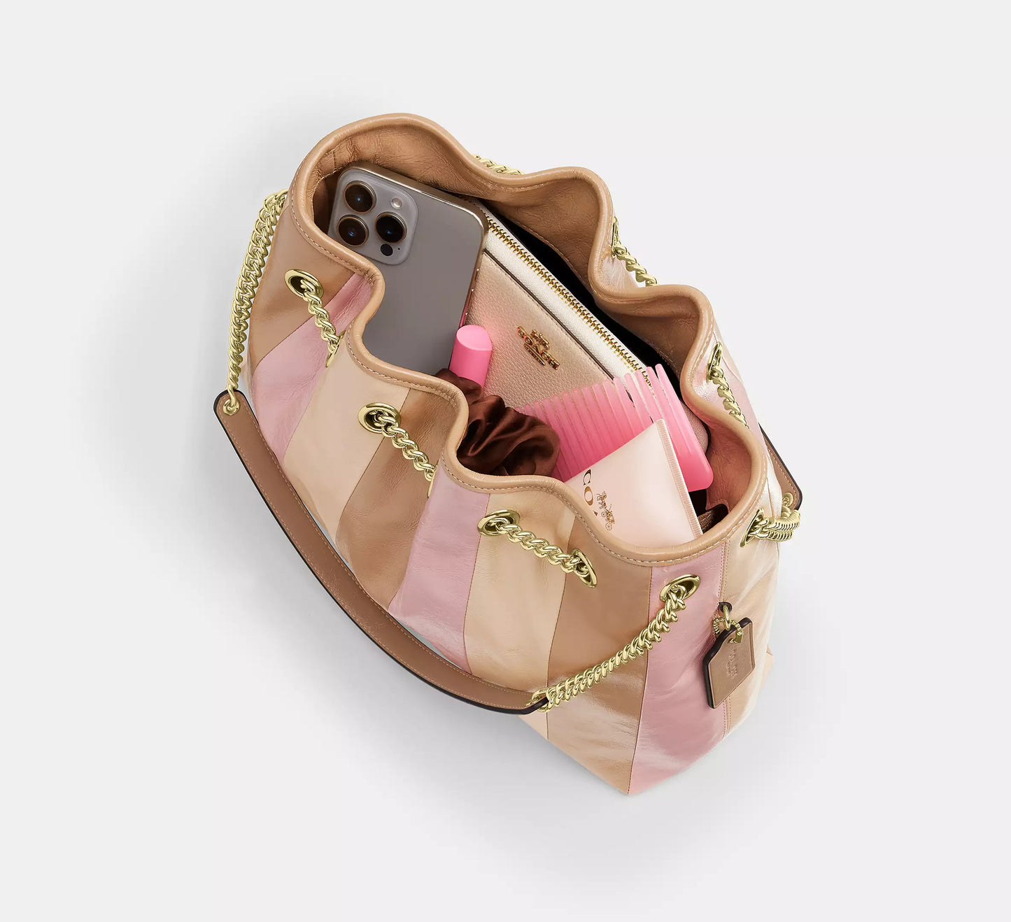 Evelyn Shoulder Bag With Striped Patchwork Coach