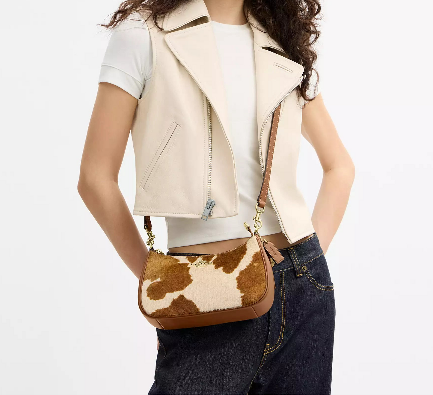 Teri Shoulder Bag In Haircalf With Cow Print Coach
