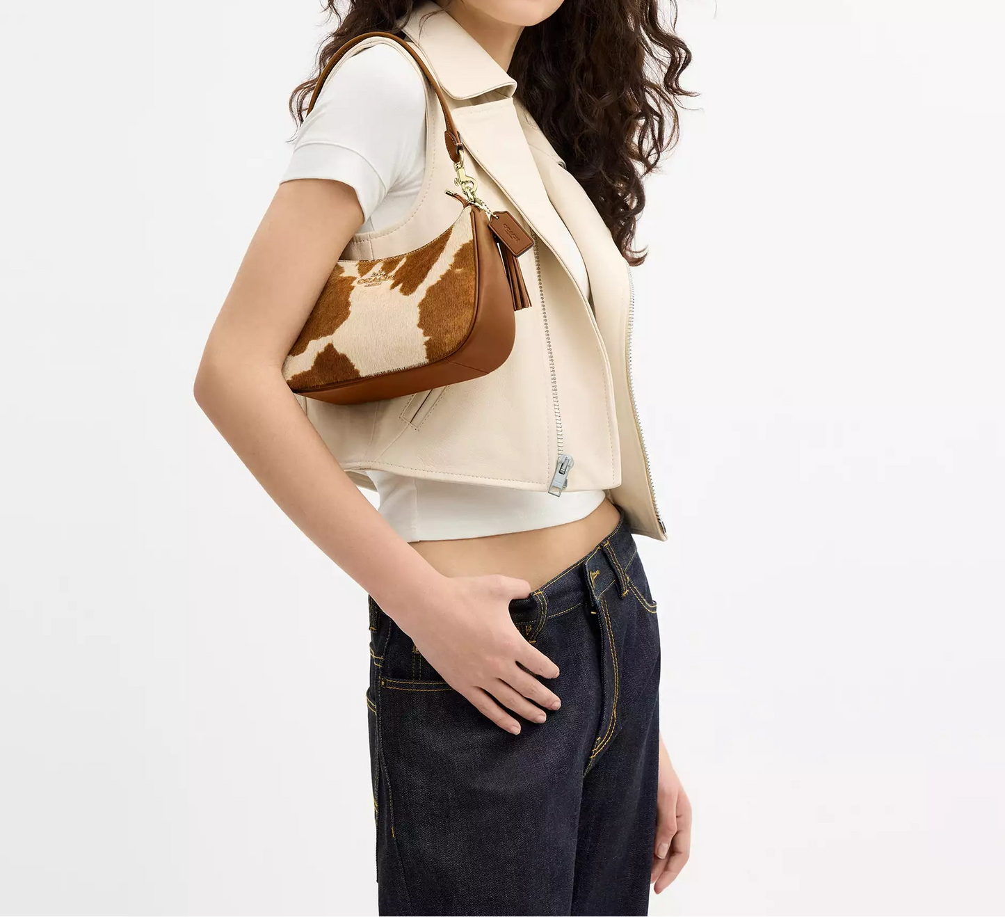 Teri Shoulder Bag In Haircalf With Cow Print Coach
