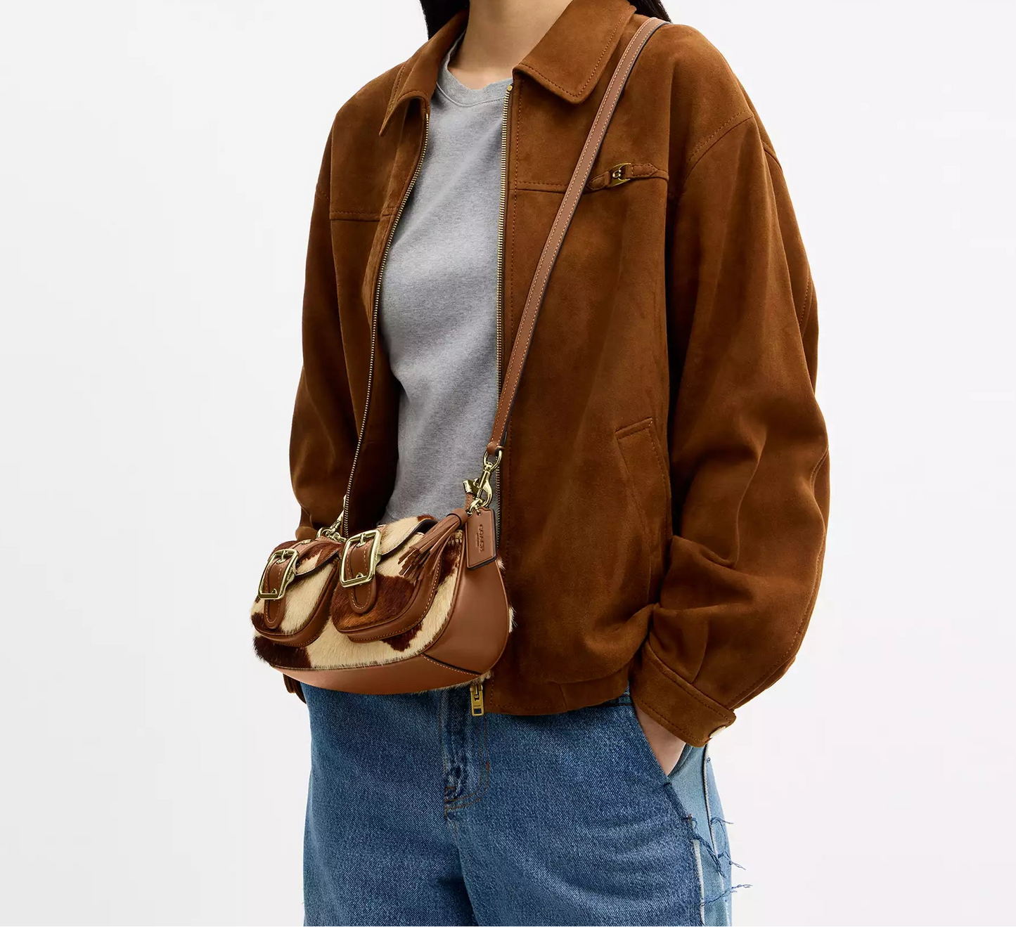 Ashton Shoulder Bag In Haircalf With Cow Print Coach