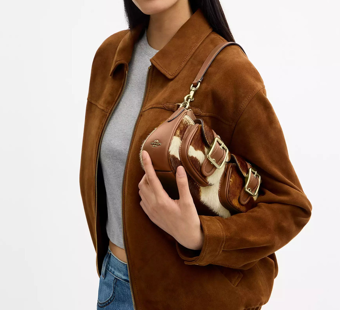 Ashton Shoulder Bag In Haircalf With Cow Print Coach