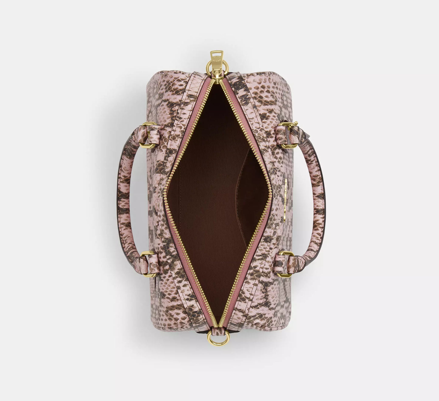 Rowan Satchel Bag Snake Embossed Leather Pink Coach
