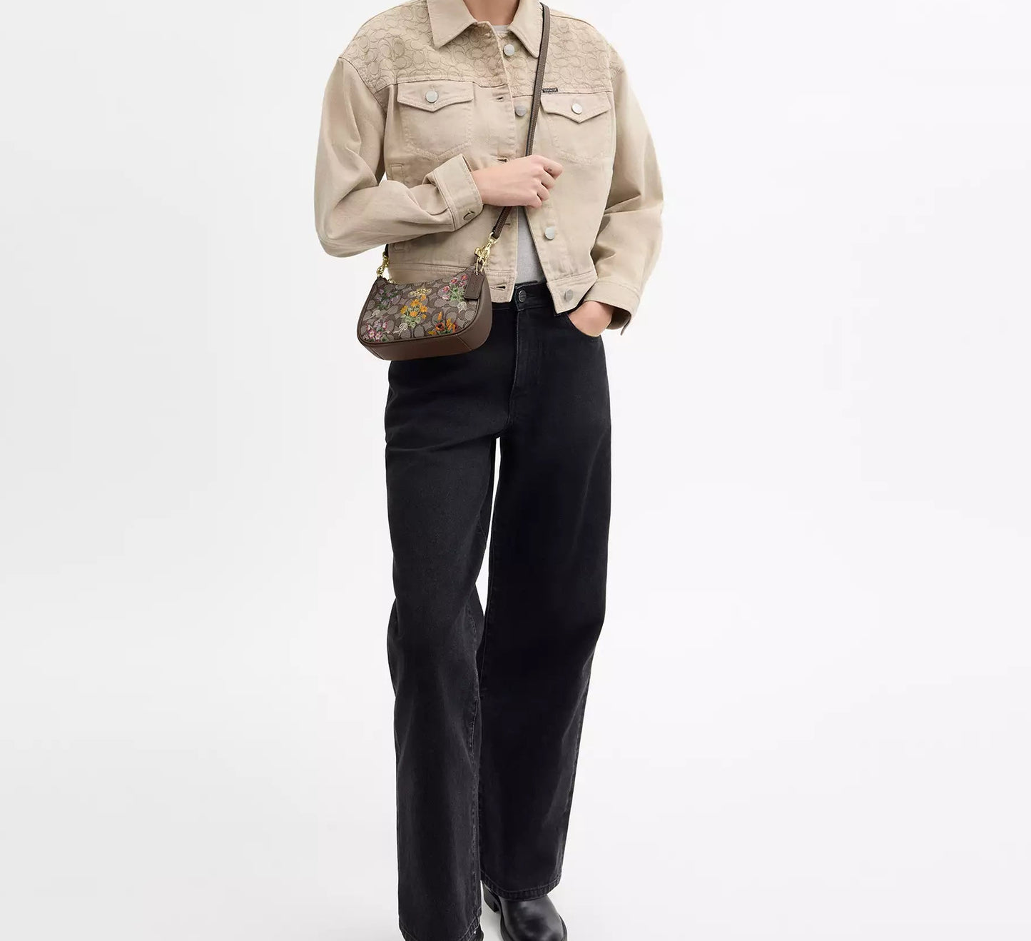 Teri Mini Crossbody Bag In Signature Jacquard With Floral Embroidery Coach