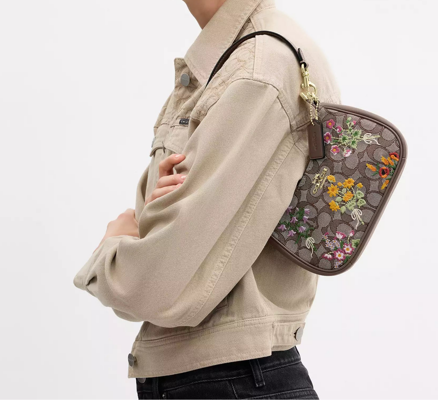 Teri Mini Crossbody Bag In Signature Jacquard With Floral Embroidery Coach