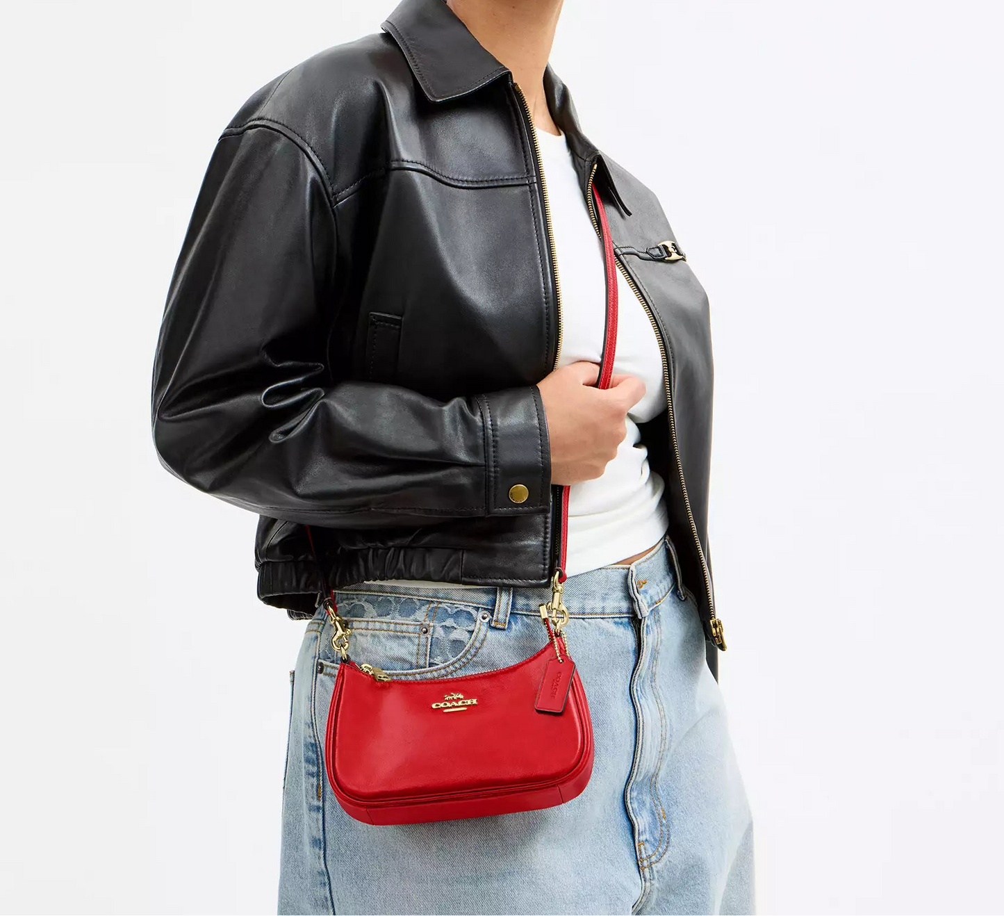 Teri Mini Crossbody Bag Bright Cherry With Bows Coach