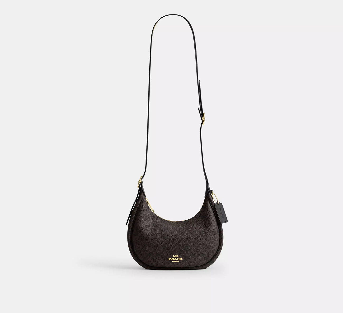 Emily Shoulder Bag In Signature Walnut Black Canvas Coach