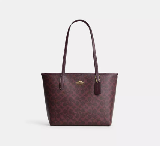 Medium City Tote Bag Black Currant Coach