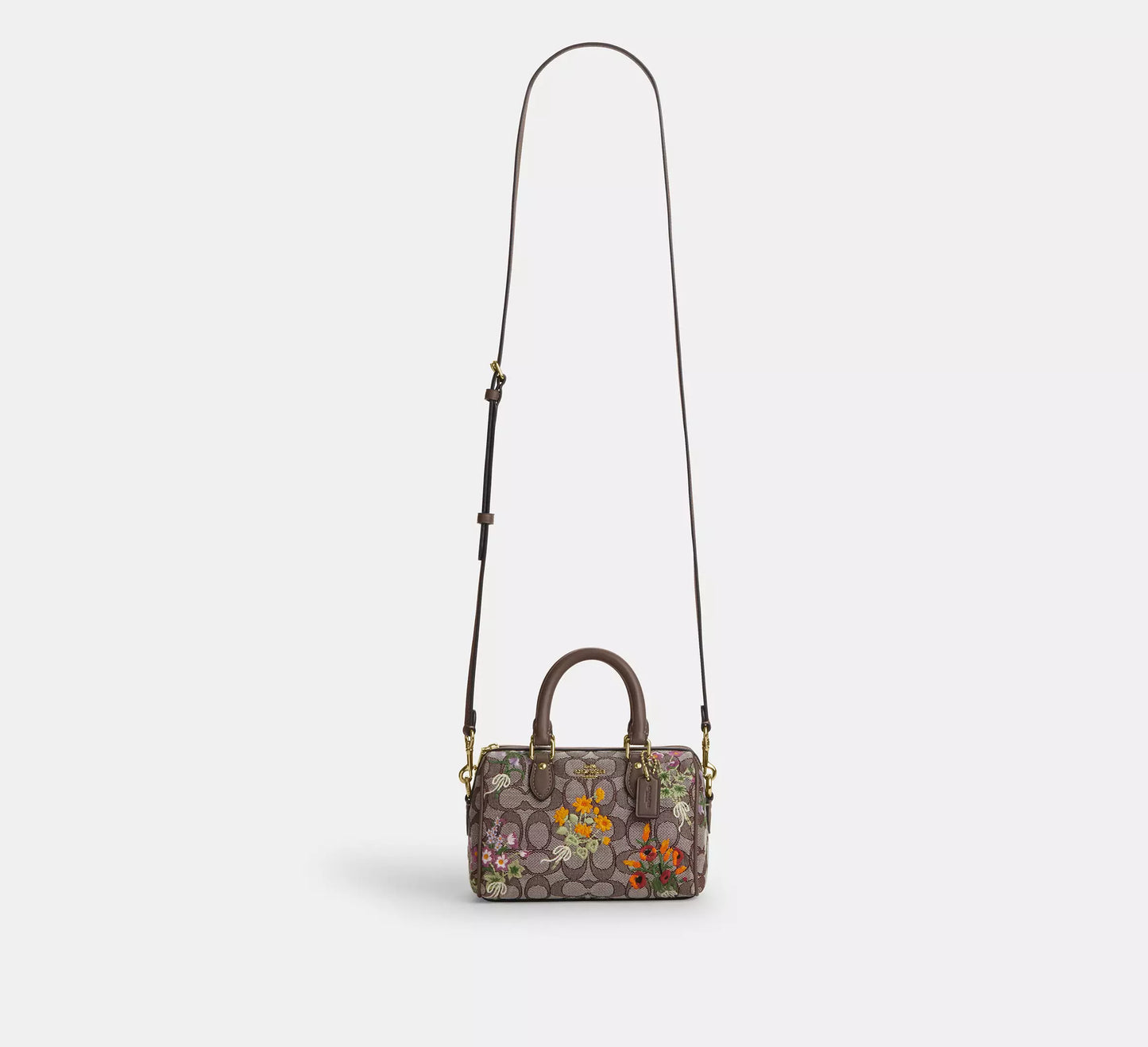 Mini Rowan Crossbody Bag In Signature Jacquard With Floral Embroidery Coach