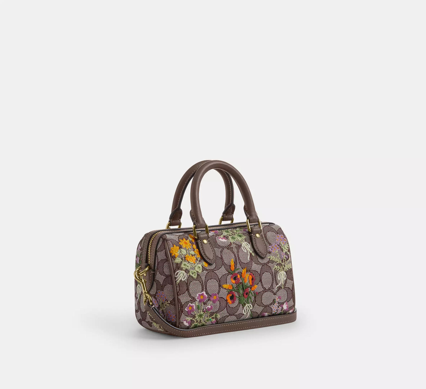 Mini Rowan Crossbody Bag In Signature Jacquard With Floral Embroidery Coach