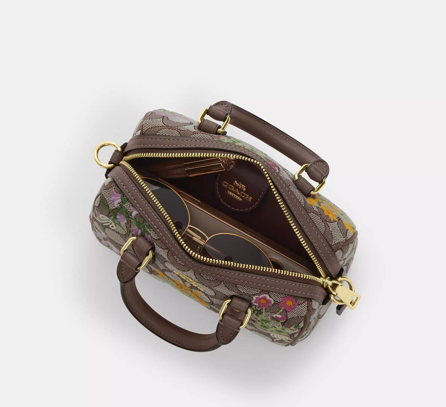 Mini Rowan Crossbody Bag In Signature Jacquard With Floral Embroidery Coach