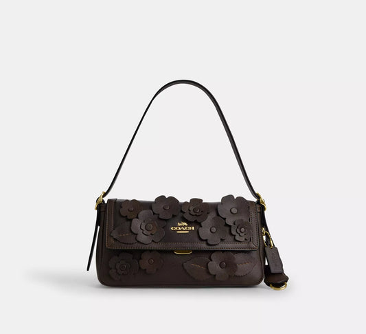 Etta Small Flap Shoulder Bag With Floral Applique Coach