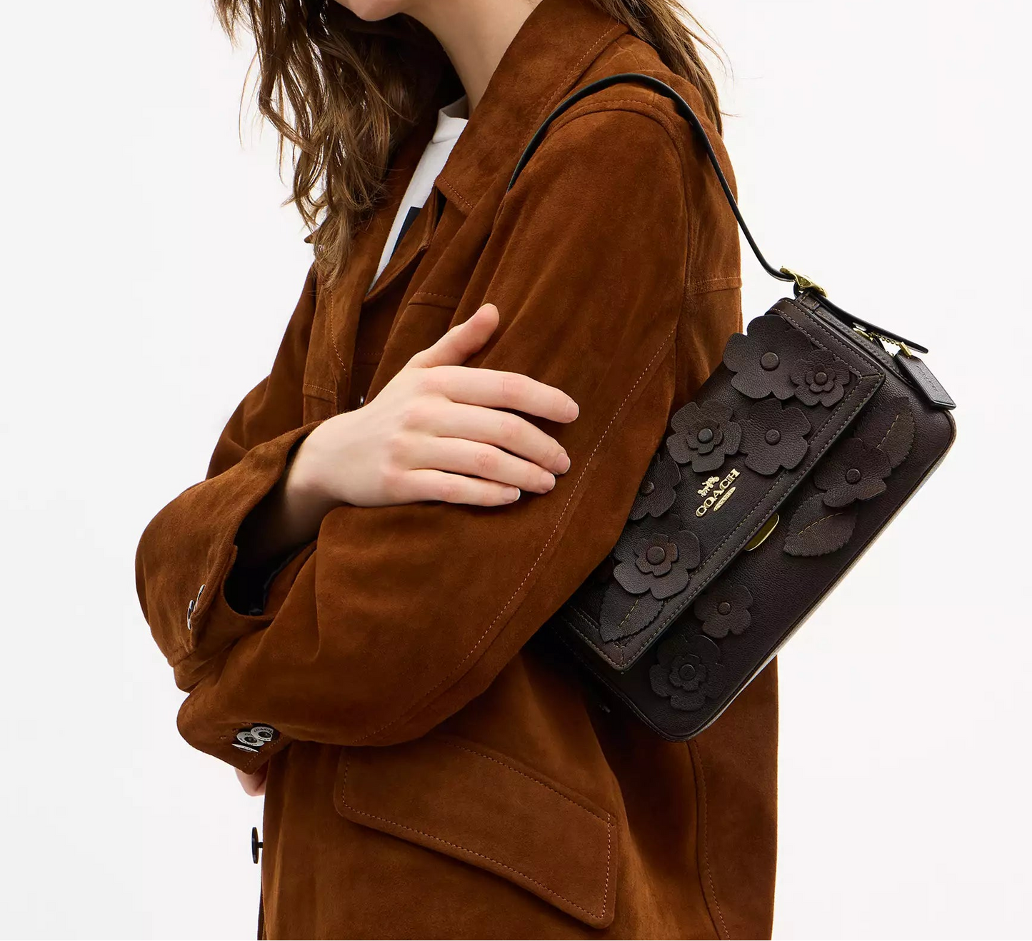 Etta Small Flap Shoulder Bag With Floral Applique Coach