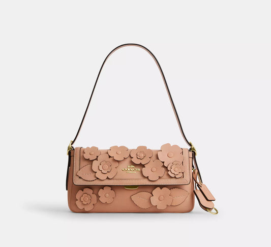 Etta Small Flap Shoulder Bag With Floral Applique Coach