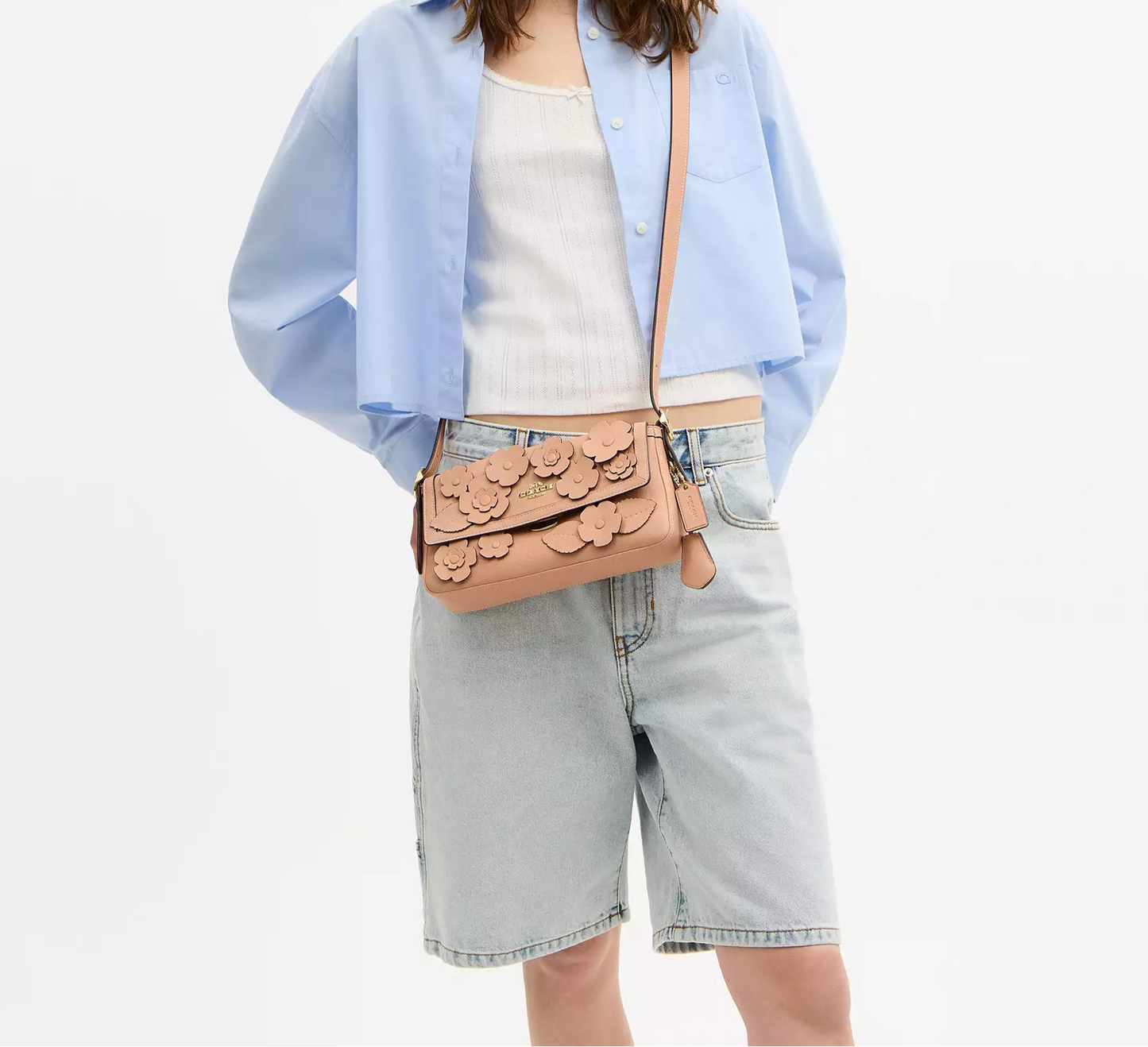 Etta Small Flap Shoulder Bag With Floral Applique Coach