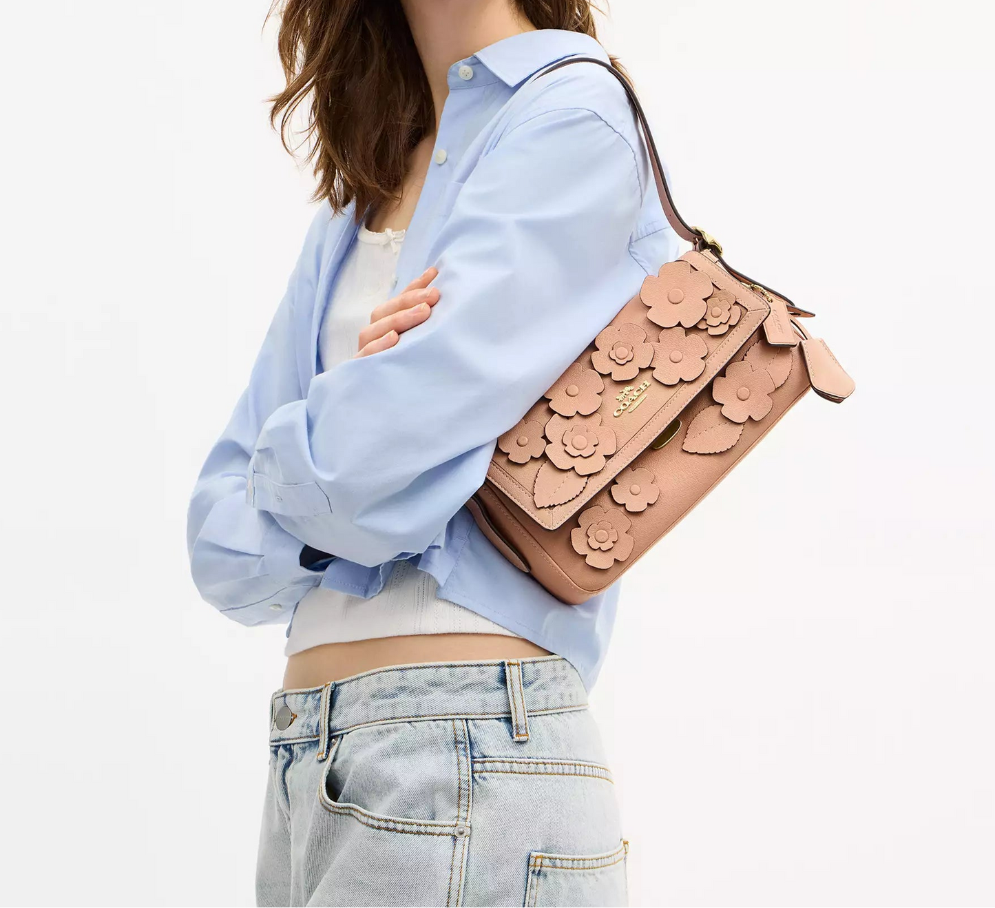 Etta Small Flap Shoulder Bag With Floral Applique Coach