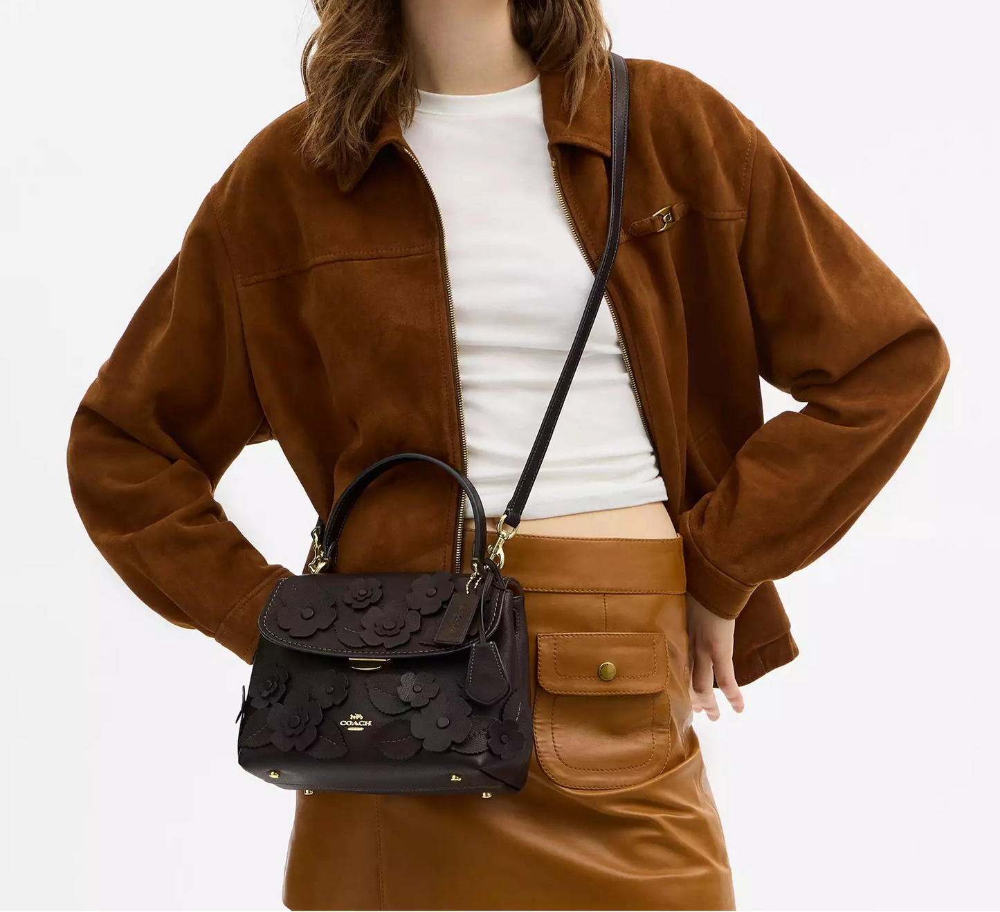 Emory Top Handle Bag With Floral Applique Coach