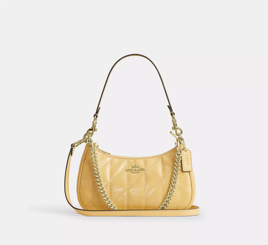 Teri Shoulder Bag Soft Yellow With Quilting Coach