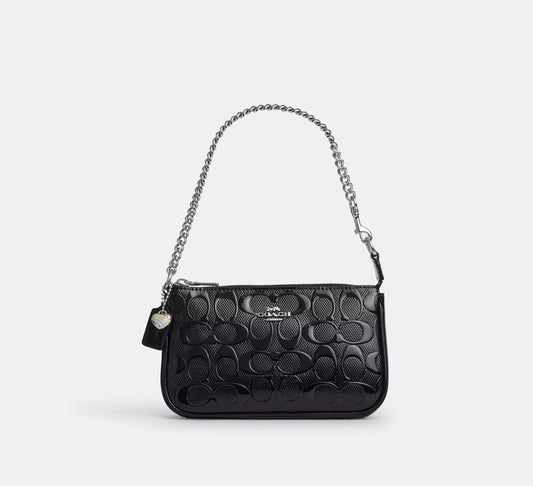 Nolita 19 In Signature Leather With Heart Charm Black Coach
