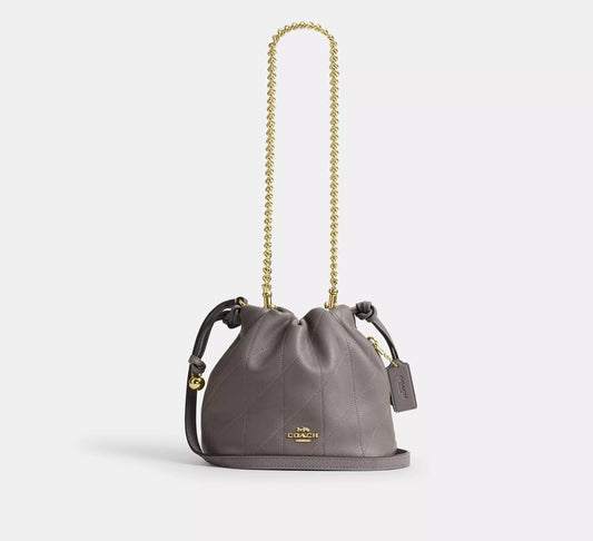 Faye Mini Drawstring Bag With Quilting Slate Coach