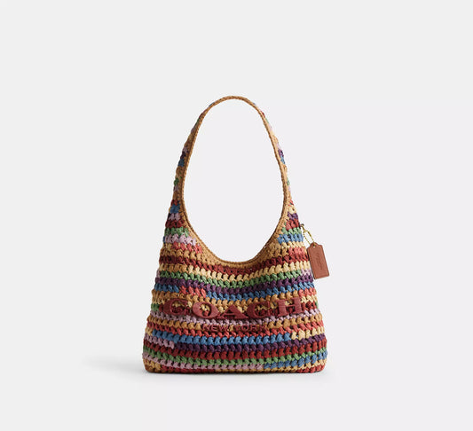 Brooklyn Shoulder Bag 28 Straw Multi Coach