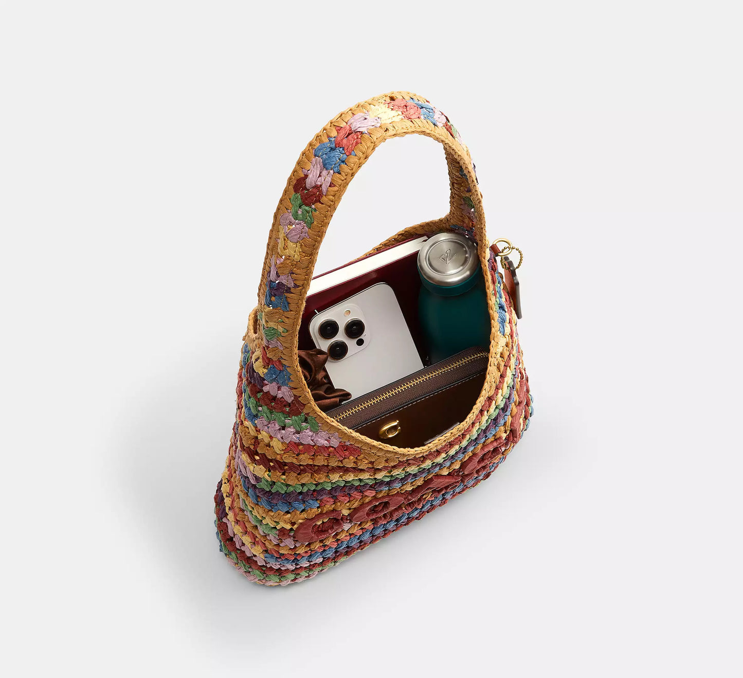 Brooklyn Shoulder Bag 28 Straw Multi Coach