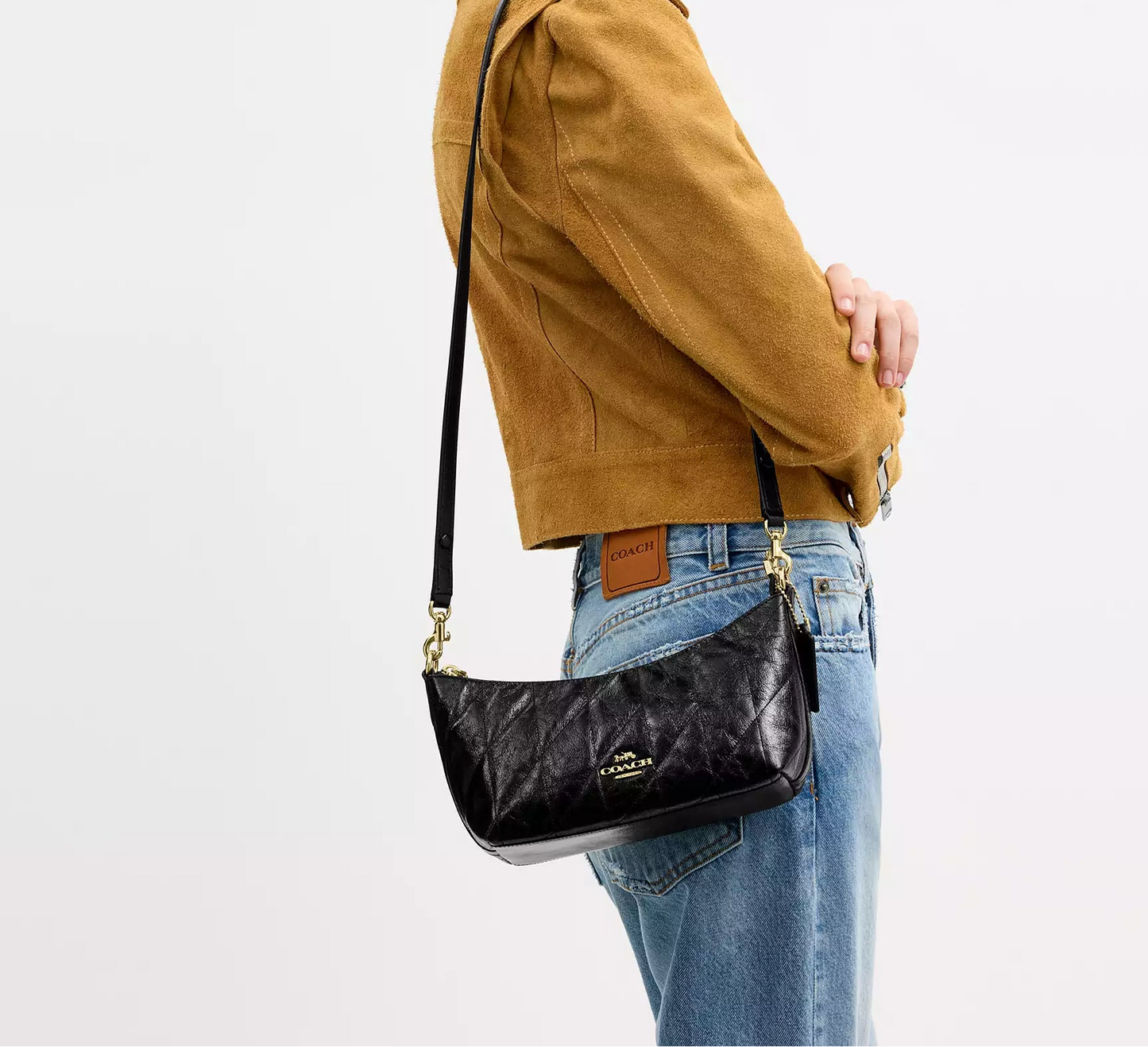 Caitlin Shoulder Bag With Quilting Black Coach