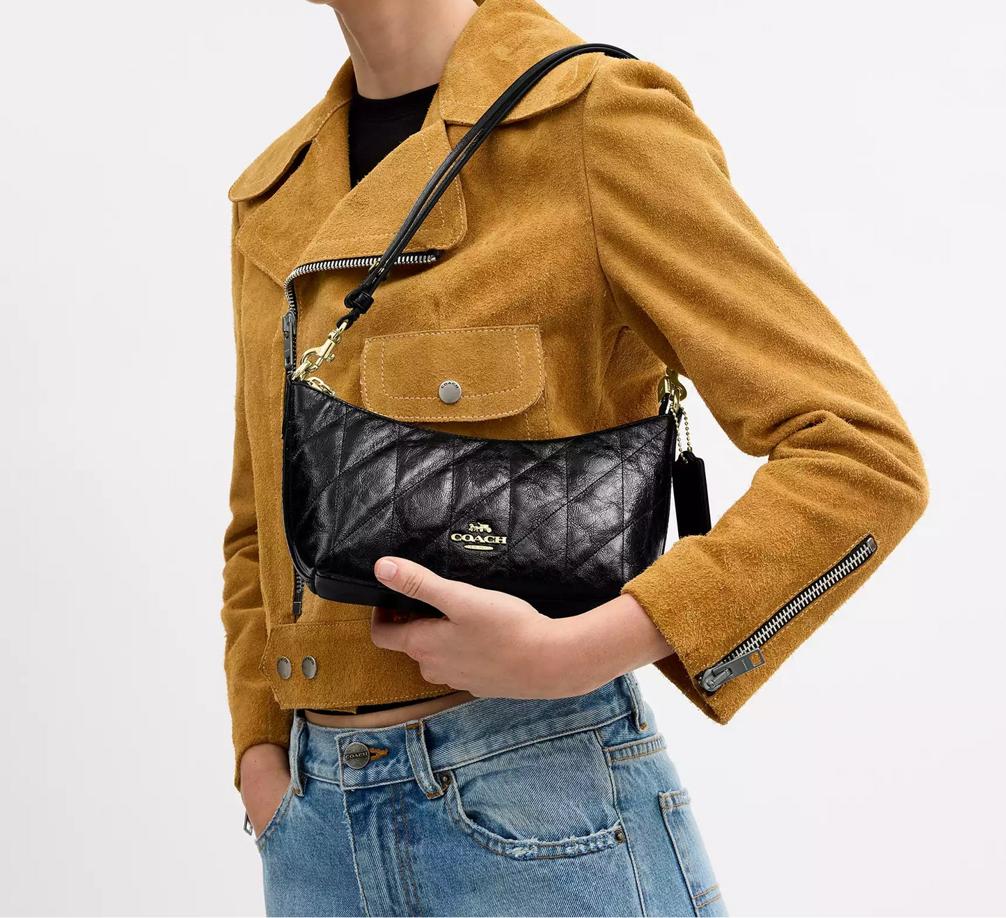 Caitlin Shoulder Bag With Quilting Black Coach