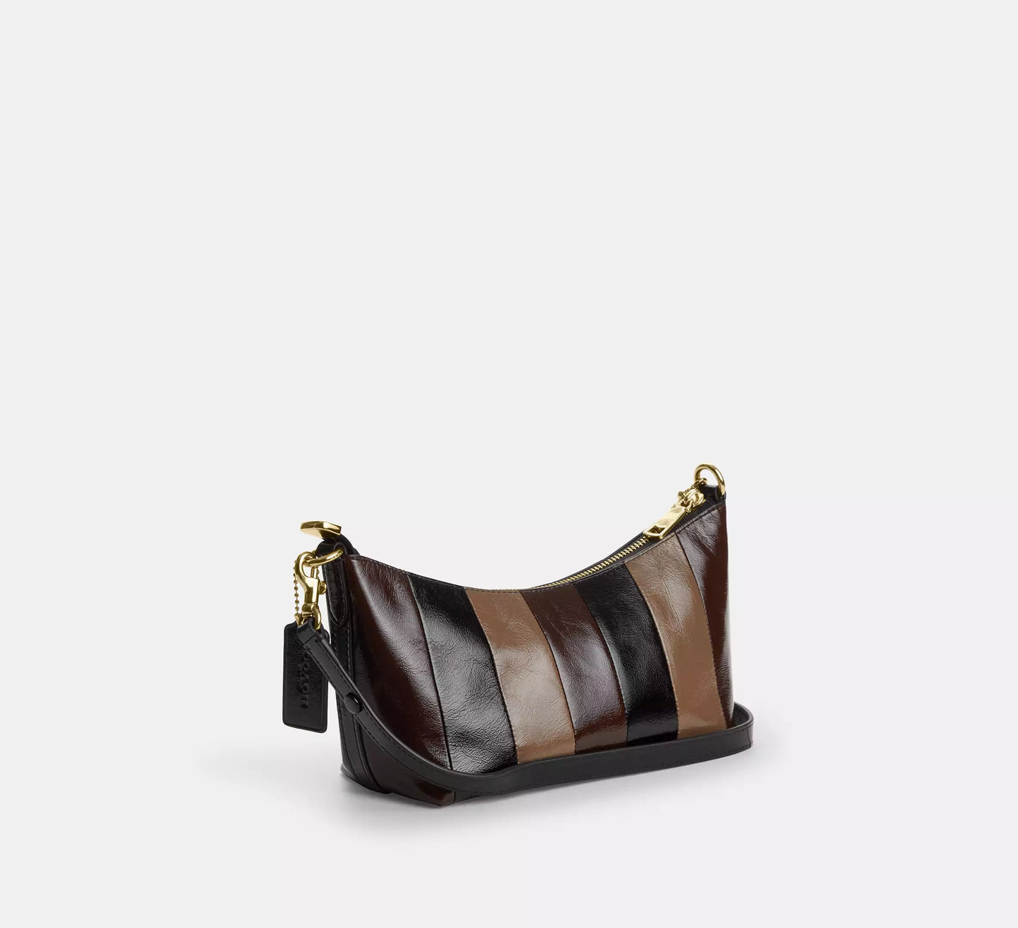 Caitlin Shoulder Bag With Striped Patchwork Black Multi Coach