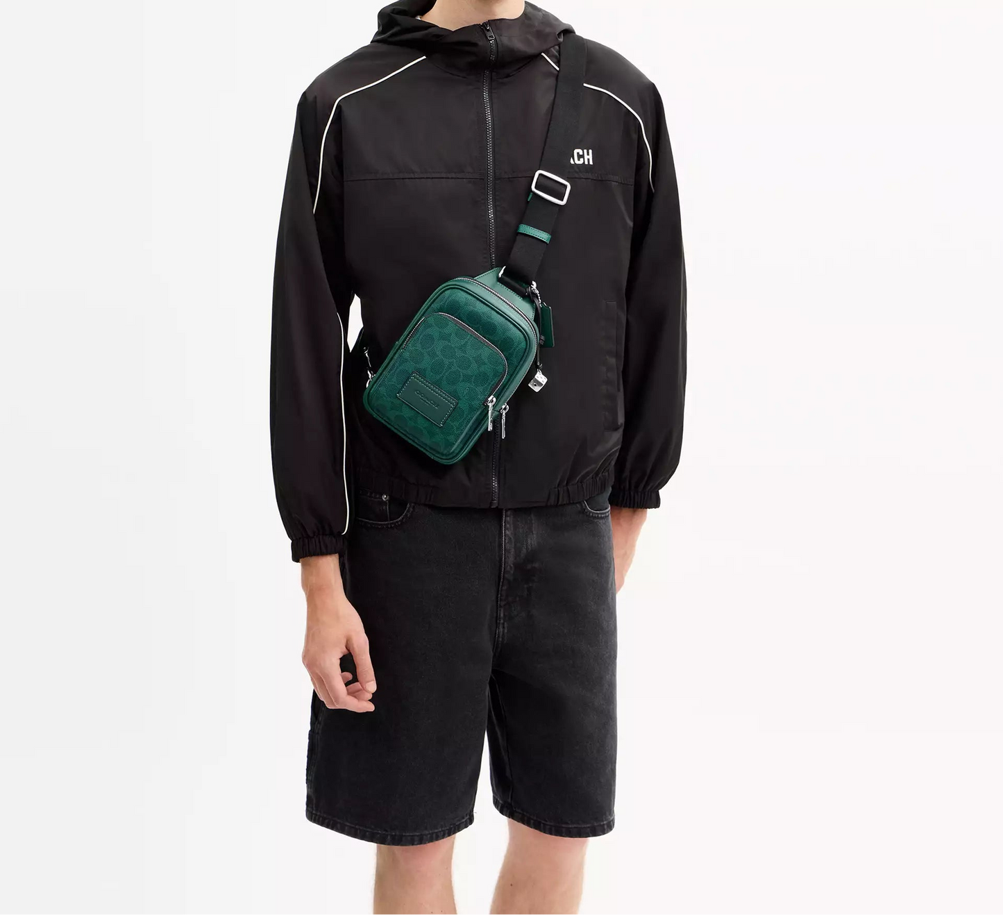 Racer Sling Pack In Signature Canvas With Charms Sea Green Coach
