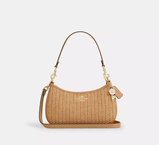 Teri Shoulder Bag Straw With Charm Coach