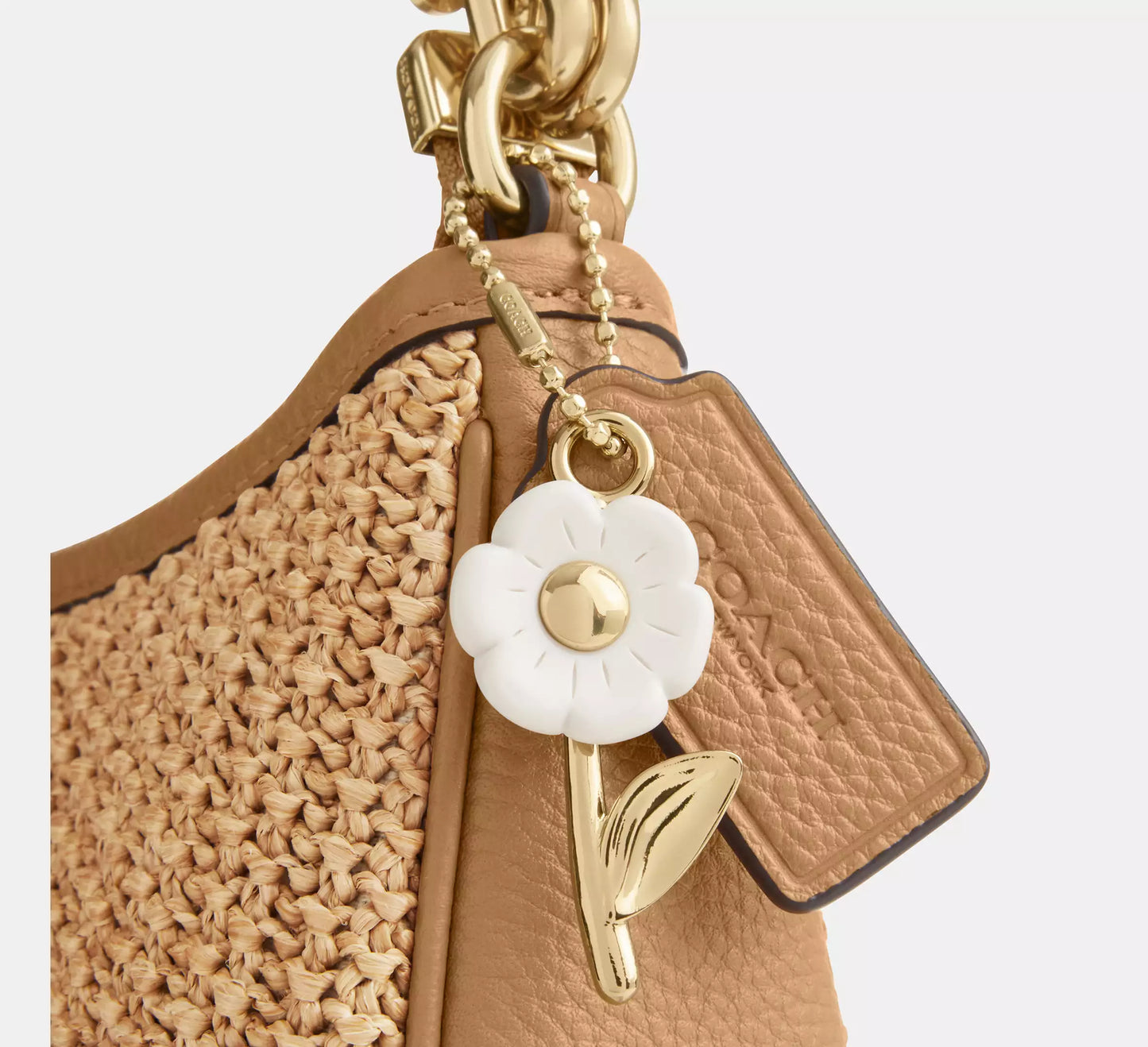 Teri Shoulder Bag Straw With Charm Coach