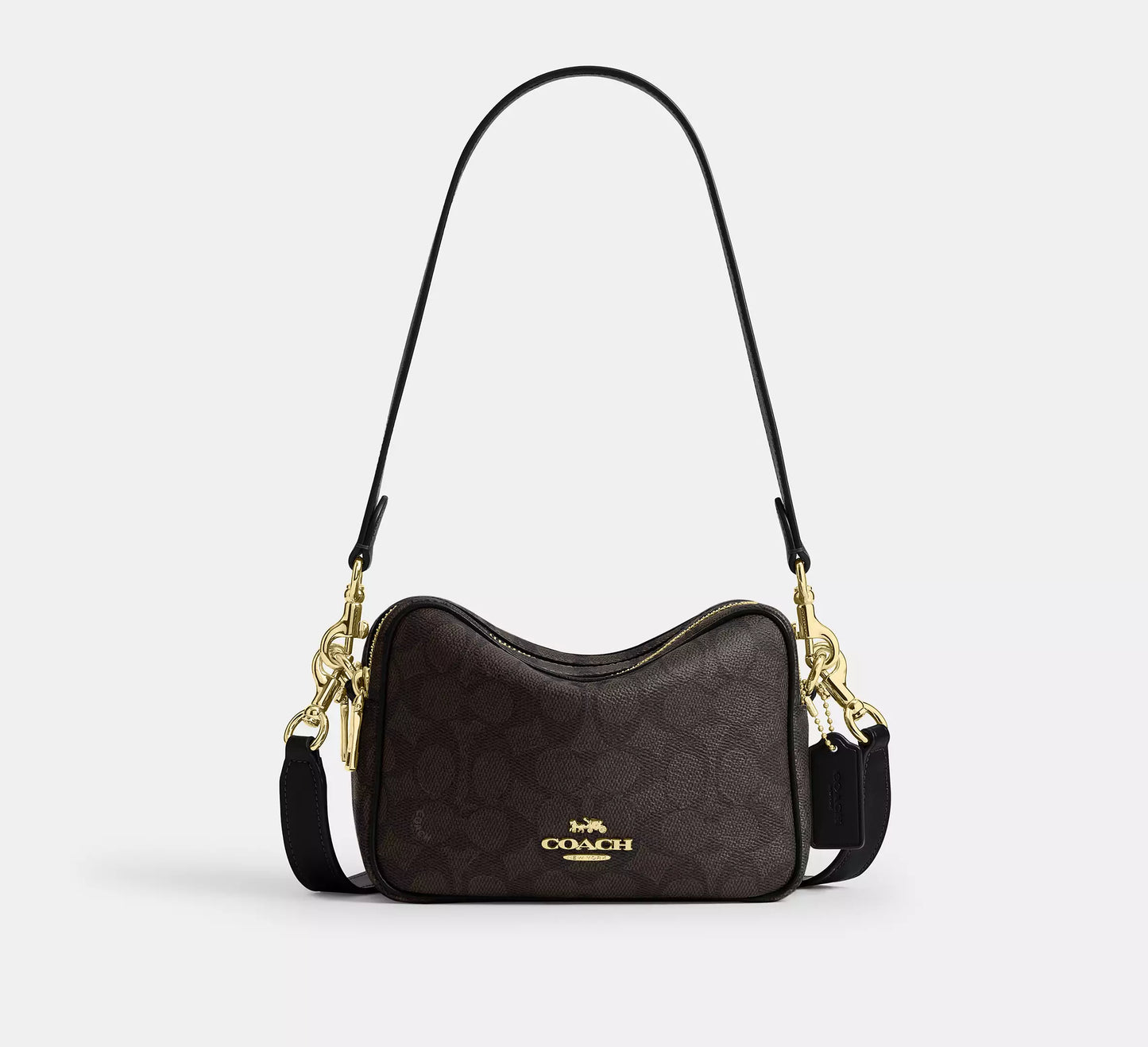 Mini Carey Crossbody Bag In Signature Canvas Walnut Black Coach