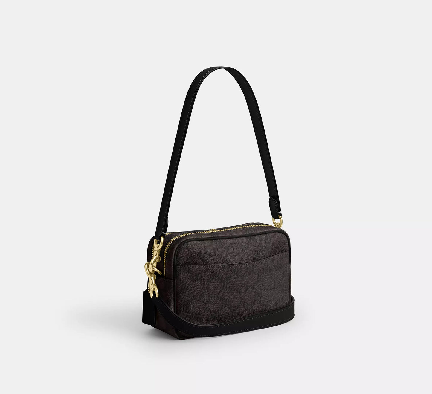 Mini Carey Crossbody Bag In Signature Canvas Walnut Black Coach