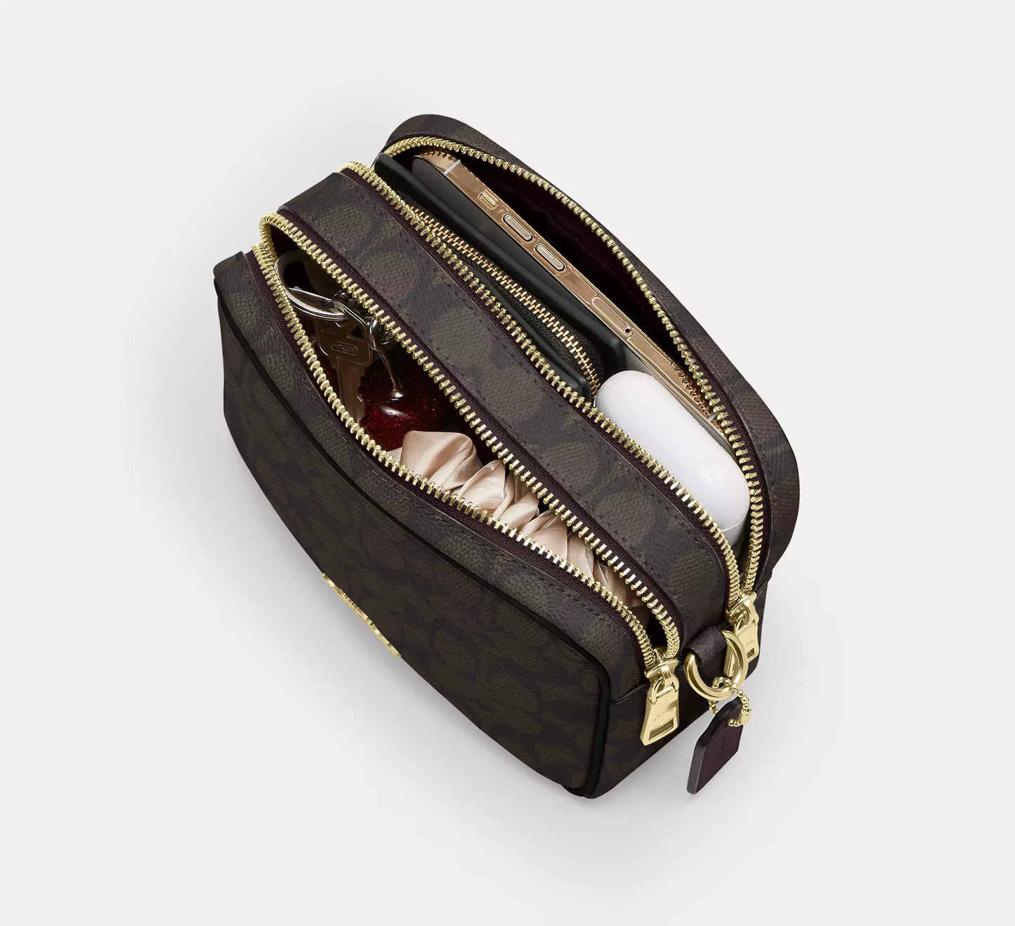 Mini Carey Crossbody Bag In Signature Canvas Walnut Black Coach