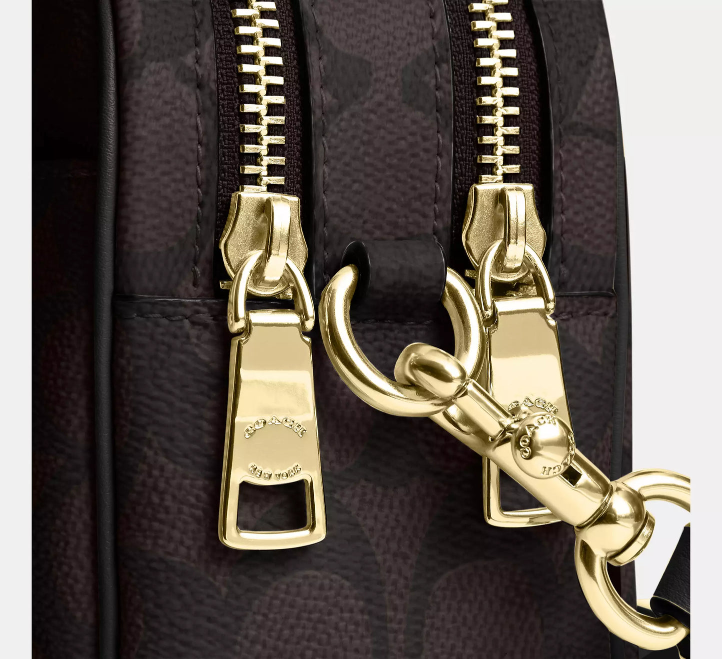 Mini Carey Crossbody Bag In Signature Canvas Walnut Black Coach