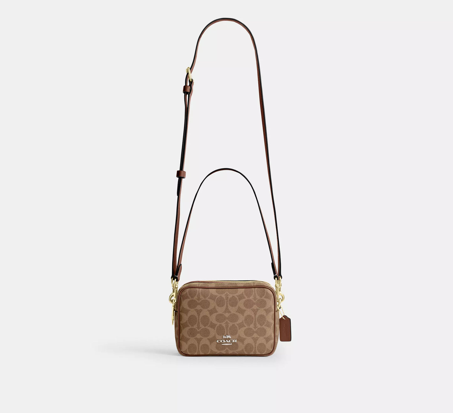 Mini Carey Crossbody Bag In Signature Canvas Tan Brown Coach