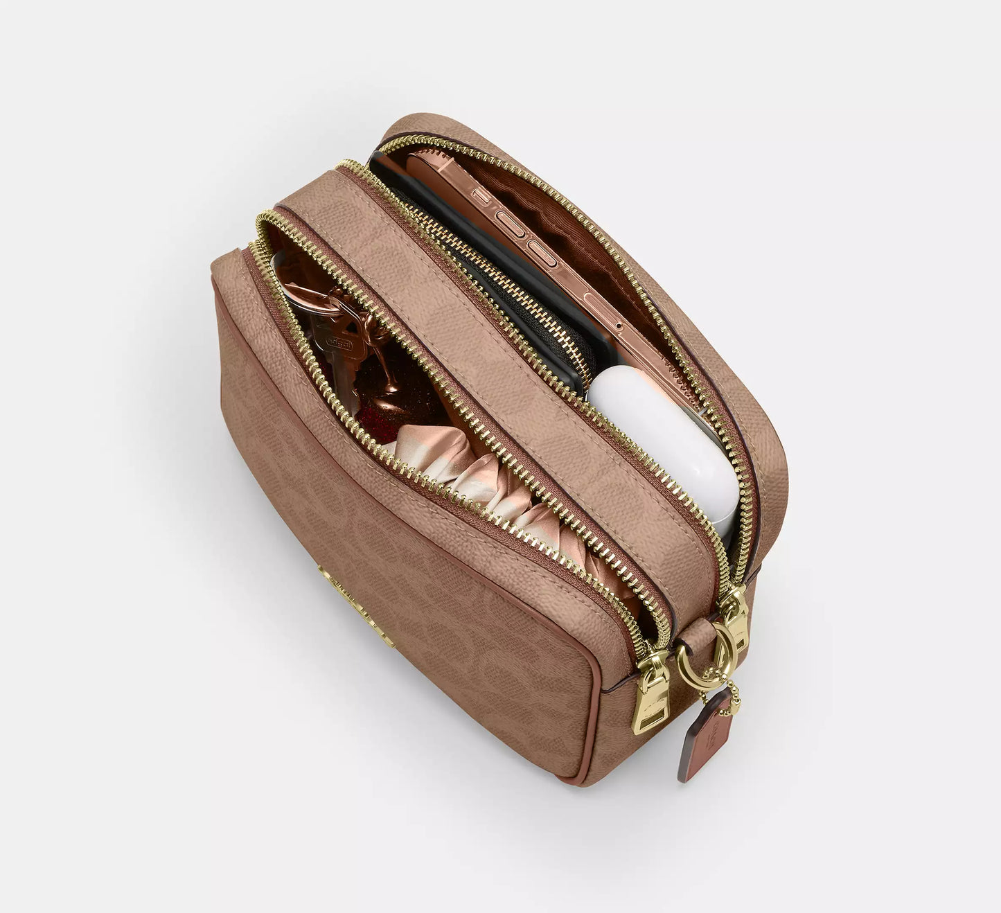 Mini Carey Crossbody Bag In Signature Canvas Tan Brown Coach