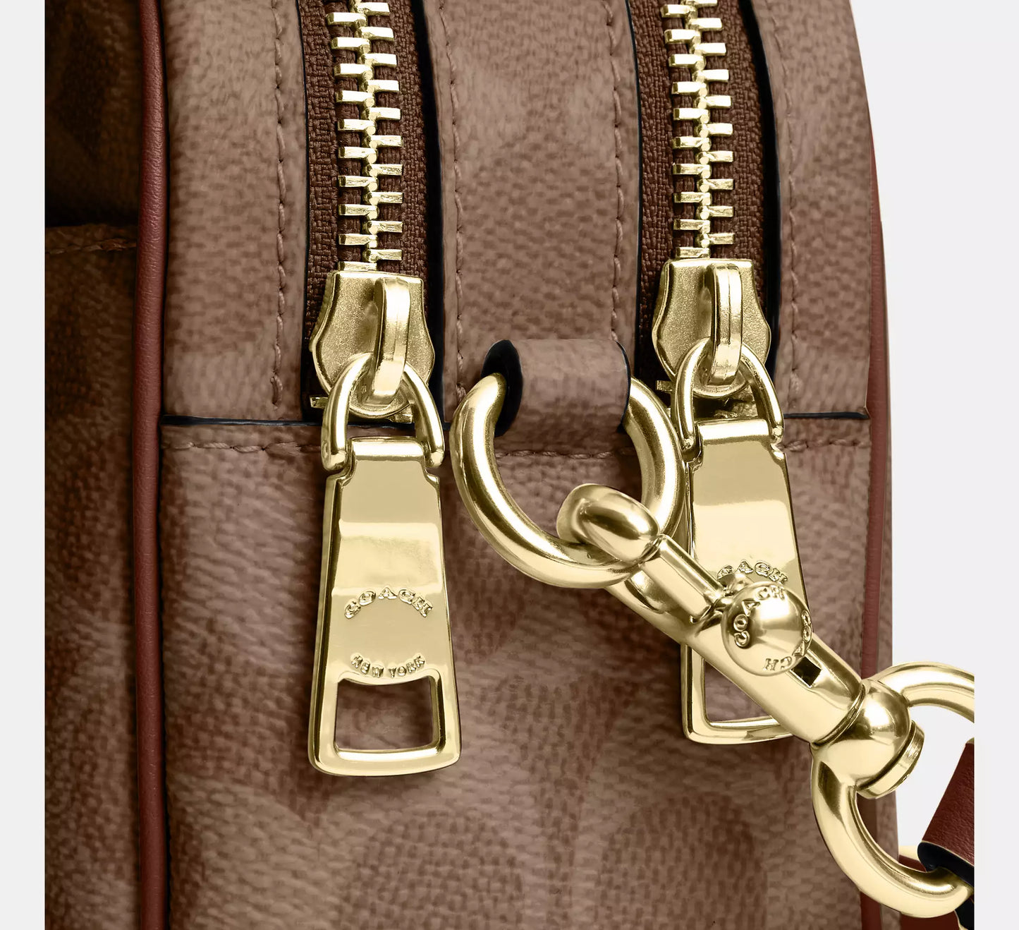 Mini Carey Crossbody Bag In Signature Canvas Tan Brown Coach